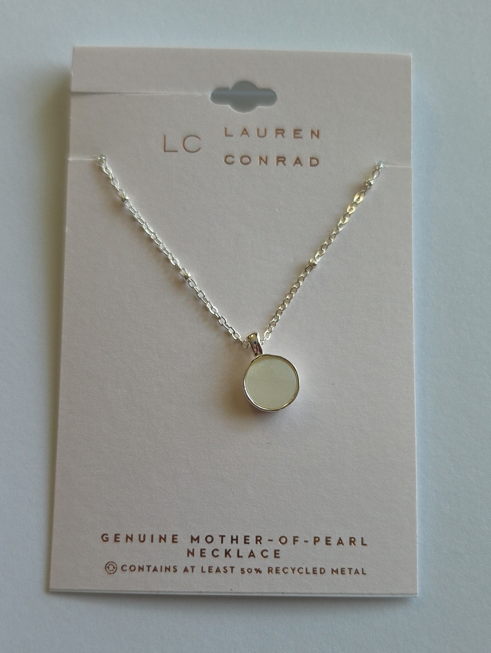 LC Lauren Conrad Silver Chain Necklace with White Mother-of-Pearl Pendant